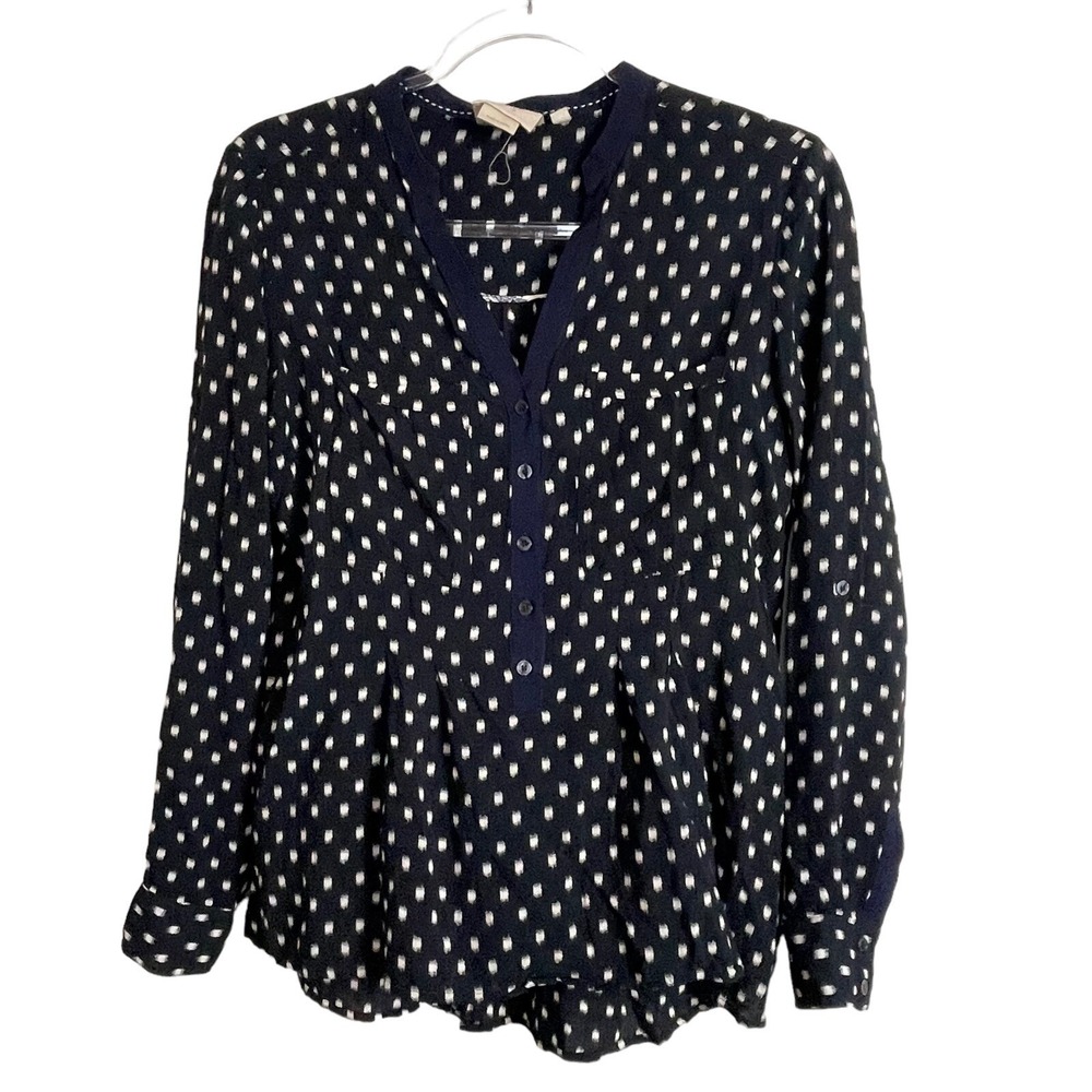 Anthropologie VANESSA VIRGINIA Honore Popover Top Size 6 Women's Black Beige